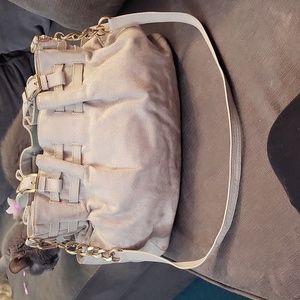 Michael Kors Vintage Boho Shoulder Leather Satchel - White